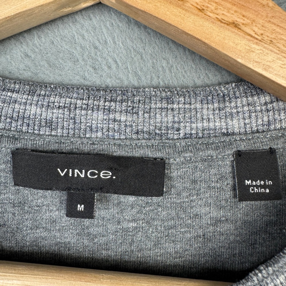 Vince Mens Gray Space Dye Waffle Knit Thermal Long Sleeve Crew Neck Shirt M - Picture 4 of 9